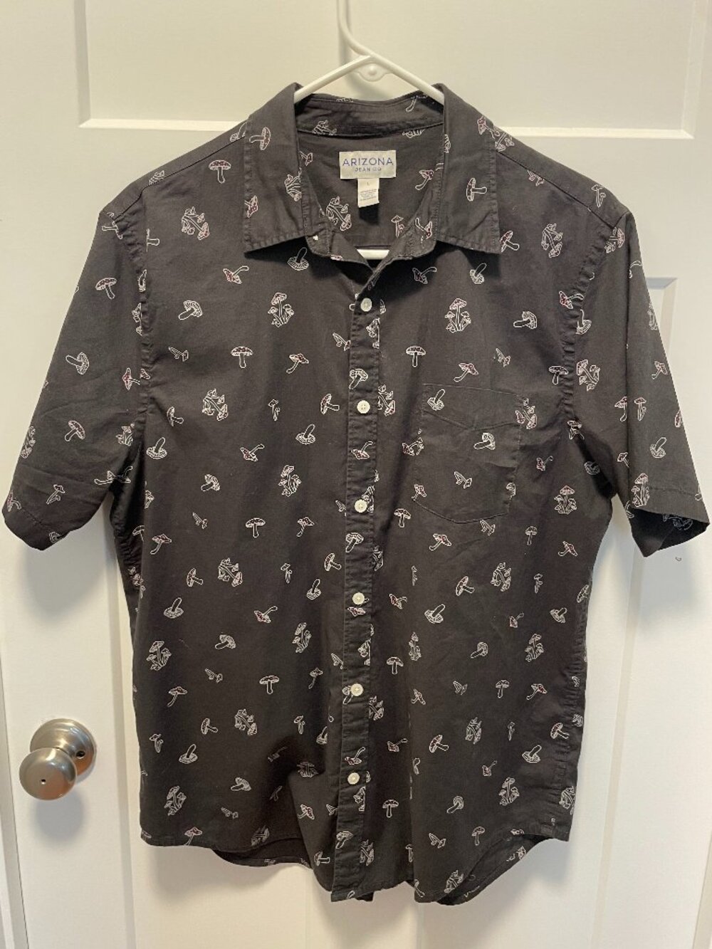 Unisex Mushroom Camp Shirt Whimsigoth Cotton Goblincore Cottagecore Black Mens L